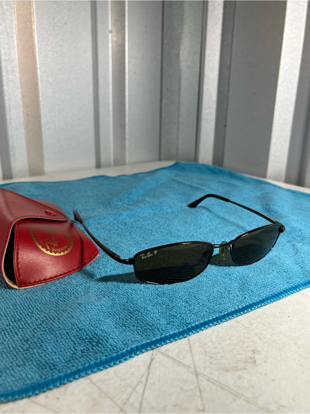 Ray-Ban RB3198 Sleek Polarized Sunglasses Black Metal 55mm
